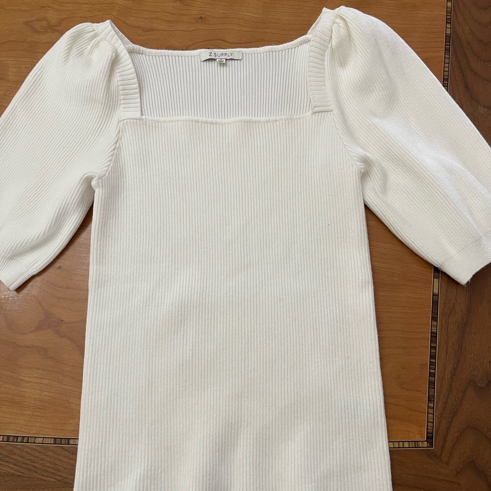 Elegant Ivory Ribbed Top by Z Supply BNWT